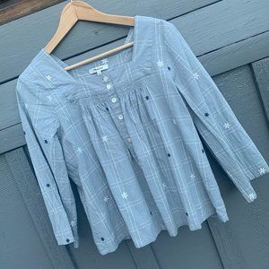 MADEWELL Cotton Square-neck Peasant Top